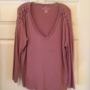 Plush V-neck sweater